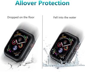 img 1 attached to Улыбающийся чехол для Apple Watch Series 6/SE/5/4 40 мм - Защитное стекло для экрана, водонепроницаемый жёсткий чехол из ПК - Против пота/запотевания - Черный