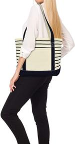 img 3 attached to DALIX Stripe Deluxe Shoulder Cotton Women's Handbags & Wallets: Stylish Totes for Fashion-Forward Women