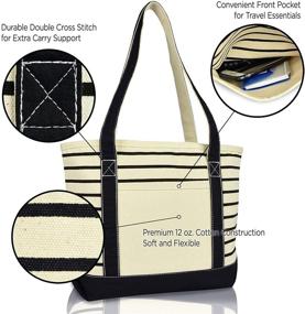 img 1 attached to DALIX Stripe Deluxe Shoulder Cotton Women's Handbags & Wallets: Stylish Totes for Fashion-Forward Women