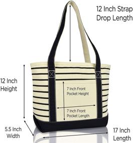 img 2 attached to DALIX Stripe Deluxe Shoulder Cotton Women's Handbags & Wallets: Stylish Totes for Fashion-Forward Women