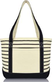img 4 attached to DALIX Stripe Deluxe Shoulder Cotton Women's Handbags & Wallets: Stylish Totes for Fashion-Forward Women
