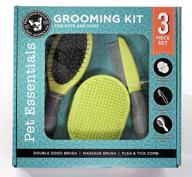 🐾 premium 3-piece pet grooming kit with massage brush, comb, and brush | soft grip handles | for dogs and cats | green логотип