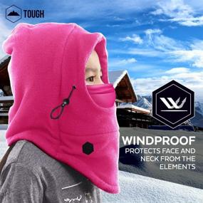 img 2 attached to Winter Ninja Face Mask with Hood - Cold Weather Snow Hat & Neck Warmer for Kids - Balaclava Ski Mask for Toddlers Boys & Girls