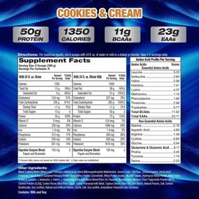 img 2 attached to 💪 Massive Muscle Gains with MHP UYM XXXL 1350 Weight Gainer - Cookies & Cream Flavor, 50g Protein, High Calories, 11g BCAAs, 6lb Size