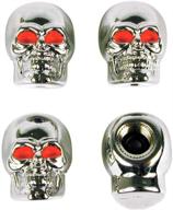 🔩 pack of 4 chrome skull style valve cap by custom accessories 16220 logo