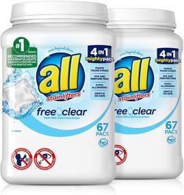 img 4 attached to all Mighty Pacs Free & Clear Laundry Detergent 🌿 - 134 Loads, Sensitive Skin - 2 Tubs (Pack of 2)