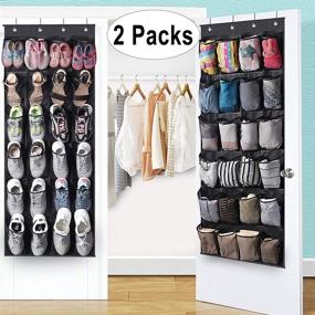 img 3 attached to 👠 MISSLO Over The Door Shoe Rack: 24 Large Mesh Pockets for Organized Closet Shoe Storage - 2 Pack (Black)