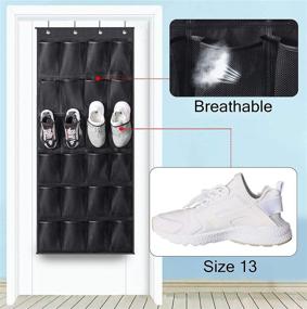 img 2 attached to 👠 MISSLO Over The Door Shoe Rack: 24 Large Mesh Pockets for Organized Closet Shoe Storage - 2 Pack (Black)