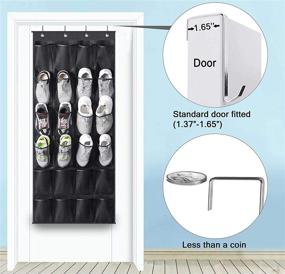 img 1 attached to 👠 MISSLO Over The Door Shoe Rack: 24 Large Mesh Pockets for Organized Closet Shoe Storage - 2 Pack (Black)