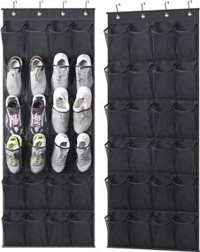 img 4 attached to 👠 MISSLO Over The Door Shoe Rack: 24 Large Mesh Pockets for Organized Closet Shoe Storage - 2 Pack (Black)