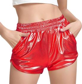 img 4 attached to 💫 Perfashion Women's Sparkly Metallic Shiny Shorts: Ideal Hot Yoga Outfit