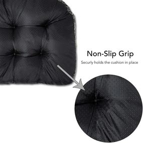 img 3 attached to 🪑 Premium Set of 4 Non-Slip Chair Cushions - White and Black, Stylish Dining Chair Pads with Gripper Technology - Indoor Decorative Seat Cushions, 15x15 Inches