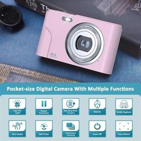 img 3 attached to 📸 Pink Digital Camera Full HD 1080P - 36MP Vlogging Camera with 16X Zoom, LED Light - Perfect for Kids, Teens, Students, and Beginners