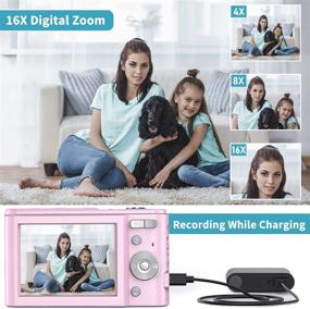 img 1 attached to 📸 Pink Digital Camera Full HD 1080P - 36MP Vlogging Camera with 16X Zoom, LED Light - Perfect for Kids, Teens, Students, and Beginners