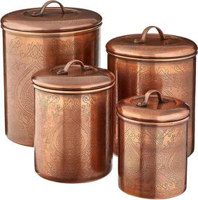 img 4 attached to 🧺 Old Dutch Antique Copper Tangier Etched Canisters - Set of 4, Various Sizes