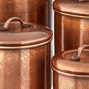 img 2 attached to 🧺 Old Dutch Antique Copper Tangier Etched Canisters - Set of 4, Various Sizes