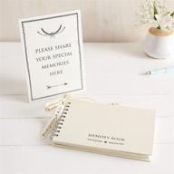 luxurious 8x6 ivory memory book & 'share your memories' sign set for funeral, remembrance, condolence, celebration of life - by angel & dove+ logo