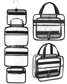 img 4 attached to 🧳 Black Hanging Toiletry Bag with Detachable TSA Approved Clear Bag - Travel 3-1-1 Carry On, Makeup Bag for Men & Women