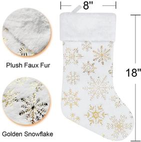 img 3 attached to 🎁 AyximGs Large Christmas Stockings - 18 inches, Set of 4, Plush Faux Fur Xmas Stocking with Golden Snowflake - Ideal for Family Holiday Decorations, Personalized Party
