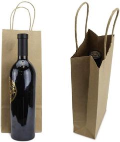 img 1 attached to (50 Pack) Premium Quality - Trendy Wine Kraft Bags (Double) with Handles, Perfect Fit for Wine, Beer, and Whiskey Bottles. Dimensions: 6.5 x 3.5 x 13 inches.