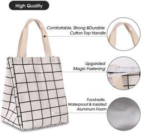 img 3 attached to 🥪 HOMESPON Reusable Insulated Lunch Bag | Canvas Fabric with Aluminum Foil | Lunch Tote Handbag for Women, Men, School, Office