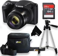 📸 canon powershot sx420 20 mp wi-fi digital camera with 42x zoom (black) bundle - includes 64gb memory card, padded camera bag, 50" tripod, and gentle herofiber cloth logo