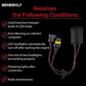 img 3 attached to 💡 BENEBOLT 9005 9006 9012 LED Decoder with Anti Flicker Resistor - Solve CANBUS Issues | LED Headlight Decoder - 2 Years Protection - 1 Pair