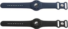 img 4 attached to 👶 Kids Airtag Wristband: Silicone Bracelet with AirTag Holder, Watch Band and Case Strap for Children and Toddlers (Black/Navy Blue)