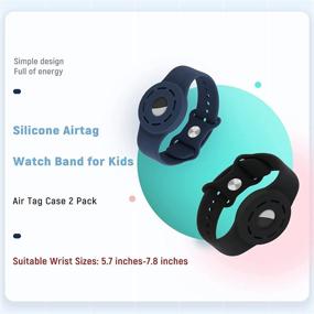 img 3 attached to 👶 Kids Airtag Wristband: Silicone Bracelet with AirTag Holder, Watch Band and Case Strap for Children and Toddlers (Black/Navy Blue)