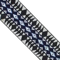 🎀 black and white ethnic jacquard woven ribbon trim - 1-9/16" (40mm) - 5 yards diy sewing crafting home decor, bag strap, belts logo