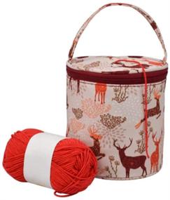 img 3 attached to 🧶 Efficient Small Yarn Storage Case: Katech Round Yarn Bag Knit Tote Basket (Brown)