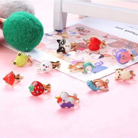 img 3 attached to 🍭 Comfortable and Cute: HANPABUM Clip On Earrings for Girls & Women – 20-24 Pairs of Painless Lollipop, Ice Cream, and Animal Patterned Designs