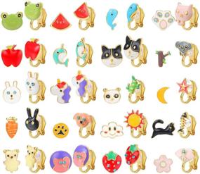 img 4 attached to 🍭 Comfortable and Cute: HANPABUM Clip On Earrings for Girls & Women – 20-24 Pairs of Painless Lollipop, Ice Cream, and Animal Patterned Designs