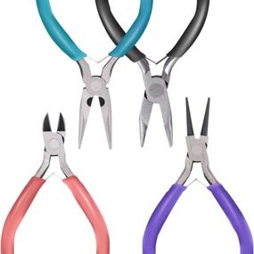 img 4 attached to Anezus 4Pcs Jewelry Pliers Tool Set: Needle Nose, Round Nose, Wire Cutters, Bent Nose for Jewelry Beading Repair & Making Supplies