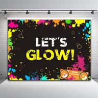 📸 glow neon splatter photography backdrop vinyl - dark party decoration teens glowing let's glow birthday banner photo background supplies - photo booth studio props 5x3ft logo