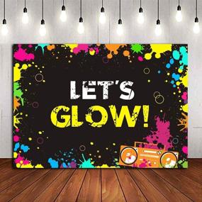 img 3 attached to 📸 Glow Neon Splatter Photography Backdrop Vinyl - Dark Party Decoration Teens Glowing Let's Glow Birthday Banner Photo Background Supplies - Photo Booth Studio Props 5x3ft