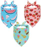 🍉 scirokko dog bandanas 3 pack - cute fruit print summer scarf bibs for dogs cats, durable pet kerchiefs accessories, ice cream strawberry watermelon logo