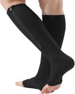 🧦 bacophy compression calf socks with zipper - 15-20 mmhg, open toe for women and men - 2 pairs логотип