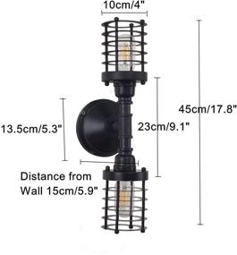 img 2 attached to 🚿 Elegant Vintage Edison Industrial Bathroom Vanity Light with 2 Bulbs - Loft Minimalist Indoor Wall Sconce - Antique Steampunk Wall Lamp with Wire Cage Fixture (Black + Cylinder Shade)