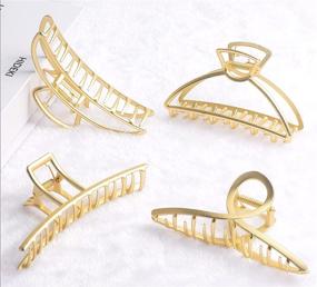 img 3 attached to DOMUUH Large Hair Clips Set of 4 - Big Gold Claw Clips for Women, Easily Pulls Up Thick Long Hair, Non-Slip, Matte Gold Metal Strong Jaw Hair Clamps - Suitable for Any Hairstyle, Fashion Hair Accessories