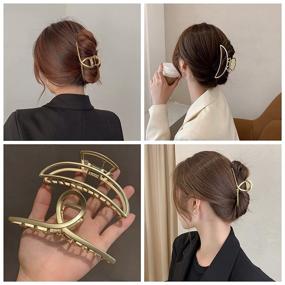 img 2 attached to DOMUUH Large Hair Clips Set of 4 - Big Gold Claw Clips for Women, Easily Pulls Up Thick Long Hair, Non-Slip, Matte Gold Metal Strong Jaw Hair Clamps - Suitable for Any Hairstyle, Fashion Hair Accessories