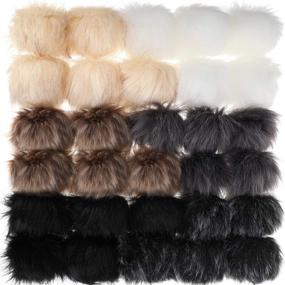 img 4 attached to 🎨 Color Set 2: DIY Faux Fur Pom Pom Balls with Elastic Loop for Hats, Keychains, Scarves, Gloves, Bags & More