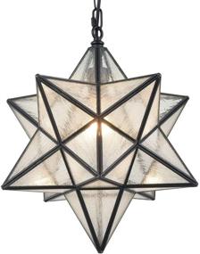 img 2 attached to 💡 Stunning 16'' Modern Moravian Star Pendant Light with Seeded Large Glass and Chain