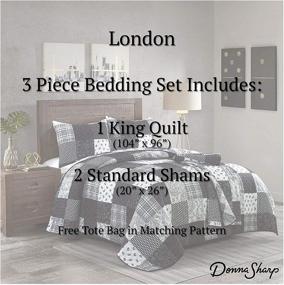 img 2 attached to 🛏️ London Donna Sharp King Bedding Set - Contemporary 3 Piece Quilt Set with King Quilt & Pillow Shams; Machine Washable