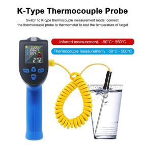 img 1 attached to Ketotek Infrared Thermometer: Dual Laser Non Contact Temperature Gun -58-1022℉ with Color LCD, K Type Thermocouple, Humidity - Ideal for Cooking, Pizza Oven, BBQ, Freezer, Industrial