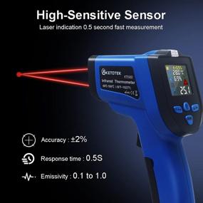 img 3 attached to Ketotek Infrared Thermometer: Dual Laser Non Contact Temperature Gun -58-1022℉ with Color LCD, K Type Thermocouple, Humidity - Ideal for Cooking, Pizza Oven, BBQ, Freezer, Industrial