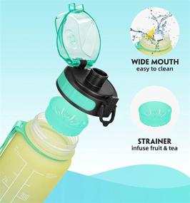 img 3 attached to 💧 32oz Motivational Water Bottle with Time Marker, Fruit Infuser, and Carrying Strap - BPA-Free, Leak-Proof, Non-Toxic 1l Bottle for Fitness, Gym, and Outdoor Sports