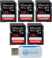 📷 sandisk (5 pack) sd extreme pro memory card for digital dslr cameras 4k v30 uhs-i (sdsdxxy-gn4in) bundle with everything but stromboli (tm) combo reader logo