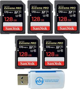 img 4 attached to 📷 Накопитель памяти SanDisk (5 штук) SD Extreme Pro для цифровых зеркальных фотоаппаратов 4K V30 UHS-I (SDSDXXY-GN4IN) в комплекте с считывателем карт памяти Everything But Stromboli (TM)