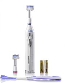 img 4 attached to 🦷 Portable AA Battery Sonic Toothbrush for Travel - Triple Bristle GO: Three Brush Modes, Soft Nylon Bristles - Ideal for Autistic & Special Needs Adults and Kids
